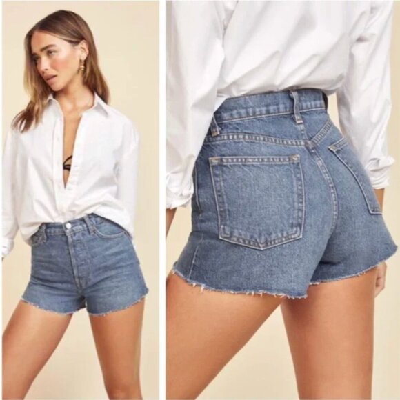 Reformation Charlie High Rise Jean Shorts in Colorado Size 26 - Picture 1 of 4